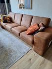 Mooie 4 zits bank nubuck leer bruin