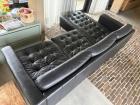 3-zits zwart leren bank incl chaise longue