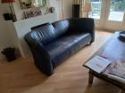 Leren bank 200 cm blauw