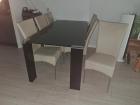 Eethoek glas met 6 stoelen