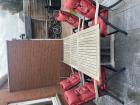 Tuinset; teakhouten tafel + 4 aluminium verstelbare tuinstoelen