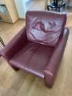 Leren fauteuil  donker rood