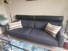 Leolux 3 zits bank met leren hoofdsteunen 210 cm br x 80 cm diep