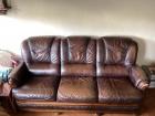 Robuuste leren bank bruin
