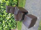Leren bruine verstelbare stoel fauteuil met hocker