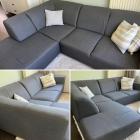 Donkergrijze 3-zits hoekvormige lounge bank