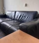 Zwart leren 3-zits bank