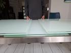 Glazen uitschuiftafel met chroom onderstel