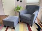Fauteuil + voetenbank grijs
