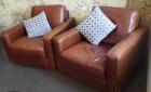 2 lederen Natuzzi fauteuils 
