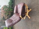 Bordeaux rode leren relaxstoel